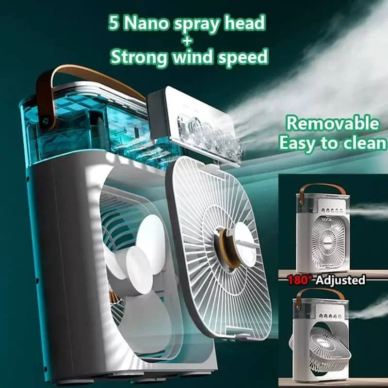 3 in 1 Portable Fan Air Conditioners USB Electric Fan with LED Night Light Household 3 Speed Air Cooler Humidifier Hydrocooling