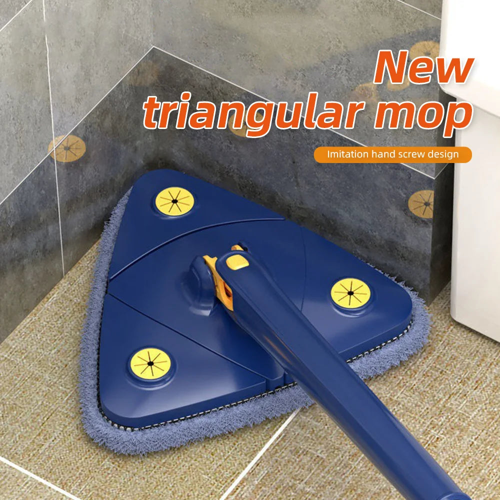 Triangle Mop 360° Rotatable  Twist Squeeze Wringing Adjustable Water Absorption Telescopic Ceiling Wall Mop Deep Cleaning Mop