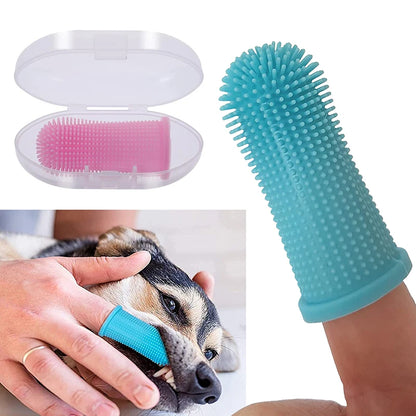 Dog Super Soft Pet Finger Toothbrush Teeth Cleaning Bad Breath Care Nontoxic Silicone Tooth Brush Dog Cat Cleaning Supplies