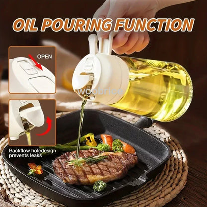 Oil Cruet Kitchen Olives 2in1 500ml Plastic Spray Oil Sprayer Bottle Dispenser Oil Jar BBQ Baking Roasting Picnic Kitchen Tool